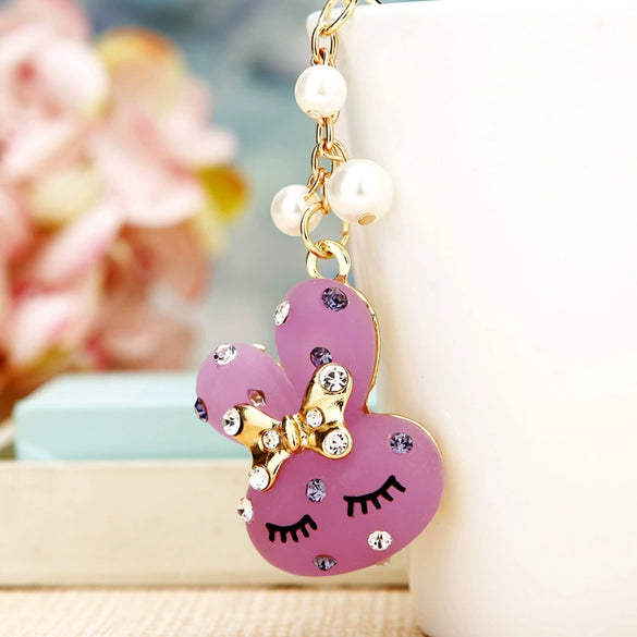 Metal Zodiac Rabbit Keychain Pendant For Women Diamondencrusted Key Chain Accessories