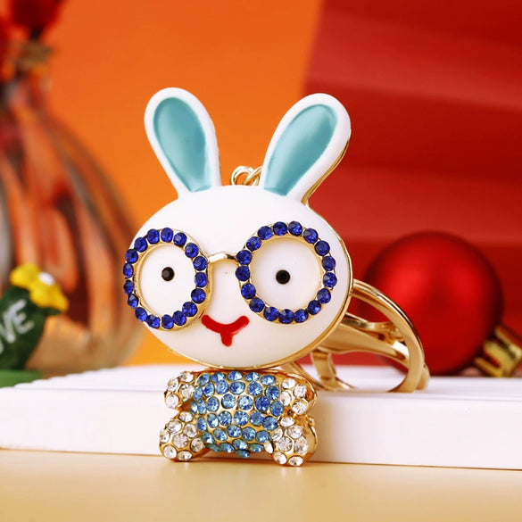 Metal Zodiac Rabbit Keychain Pendant For Women Diamondencrusted Key Chain Accessories