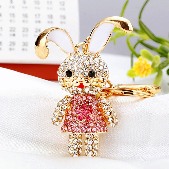 Metal Zodiac Rabbit Keychain Pendant For Women Diamondencrusted Key Chain Accessories