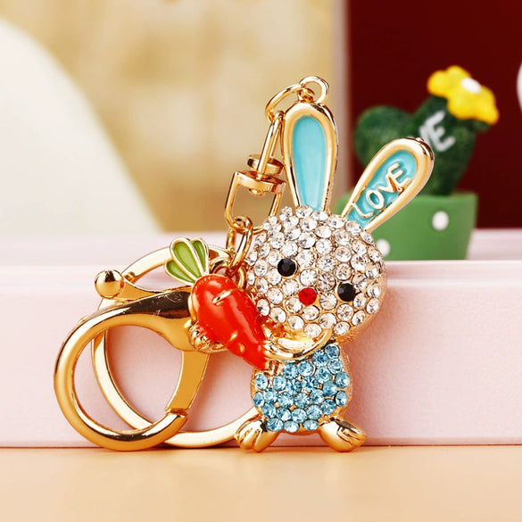 Metal Zodiac Rabbit Keychain Pendant For Women Diamondencrusted Key Chain Accessories