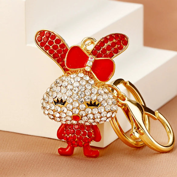 Metal Zodiac Rabbit Keychain Pendant For Women Diamondencrusted Key Chain Accessories