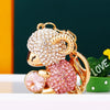 Metal Zodiac Sheep Encrusted Keychain For Women As Creative Gift