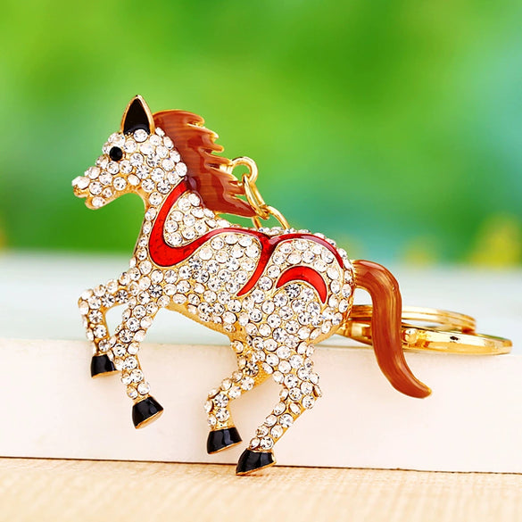 Metal Zodiac Sheep Encrusted Keychain For Women As Creative Gift