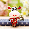Metal Zodiac Sheep Encrusted Keychain For Women As Creative Gift