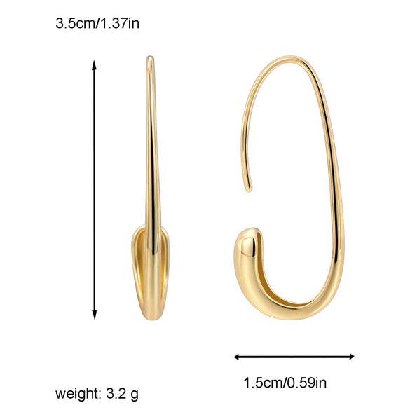 Metallic Eggshaped Gold Plated Light Luxury Geometric Earrings