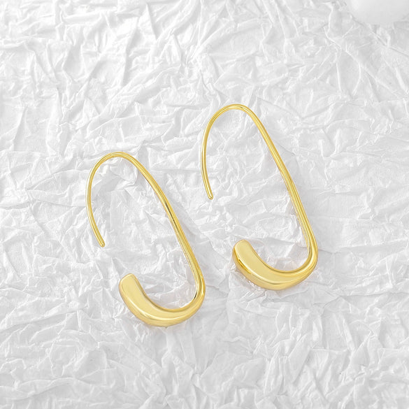 Metallic Eggshaped Gold Plated Light Luxury Geometric Earrings