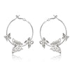 Metallic Geometric Butterfly Tassel Circle Earrings Gold Plated