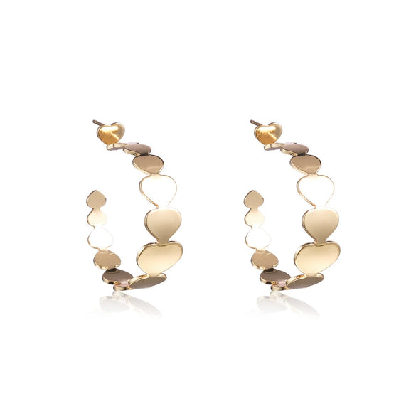 Metallic Geometric Butterfly Tassel Circle Earrings Gold Plated