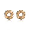 Metallic Geometric Butterfly Tassel Circle Earrings Gold Plated