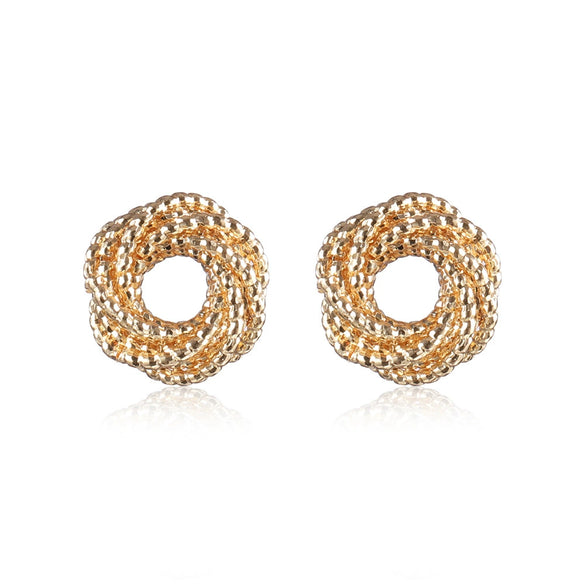 Metallic Geometric Butterfly Tassel Circle Earrings Gold Plated
