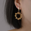 Metallic Geometric Butterfly Tassel Circle Earrings Gold Plated
