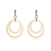 Metallic Geometric Butterfly Tassel Circle Earrings Gold Plated