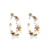 Metallic Geometric Butterfly Tassel Circle Earrings Gold Plated