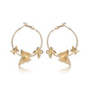 Metallic Geometric Butterfly Tassel Circle Earrings Gold Plated