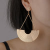 Metallic Geometric Butterfly Tassel Circle Earrings Gold Plated