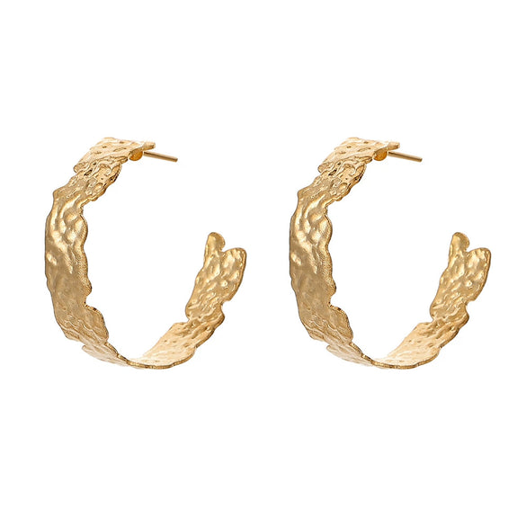 Metallic Geometric Butterfly Tassel Circle Earrings Gold Plated