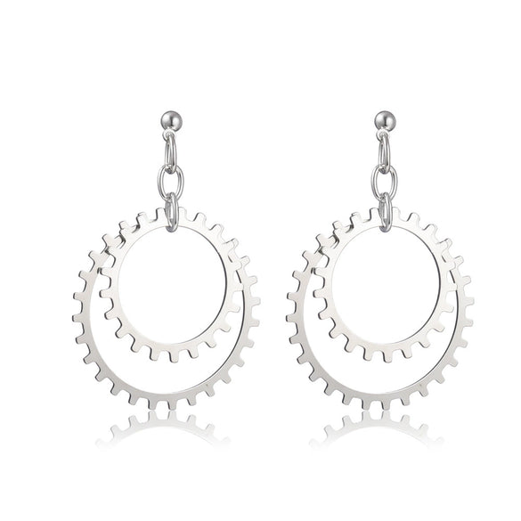 Metallic Geometric Butterfly Tassel Circle Earrings Gold Plated