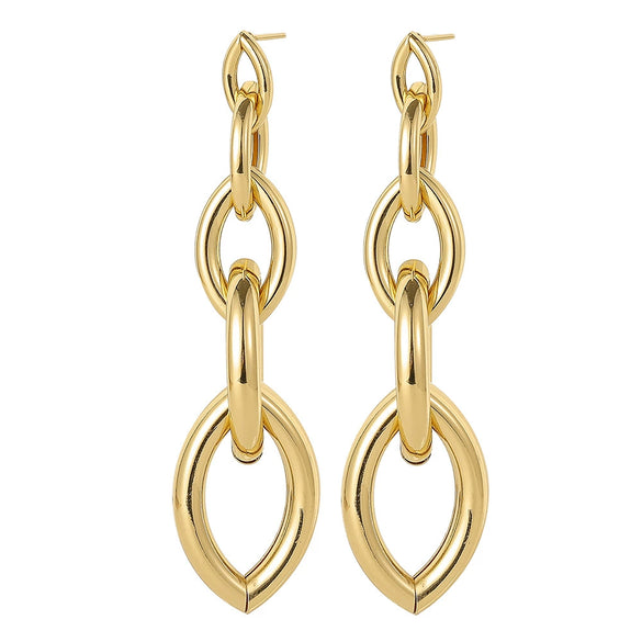 Metallic Geometric Butterfly Tassel Circle Earrings Gold Plated