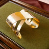 Metallic Geometric Irregular Wave Texture Open Bracelet For Women With Electroplating