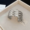 Metallic Geometric Irregular Wave Texture Open Bracelet For Women With Electroplating