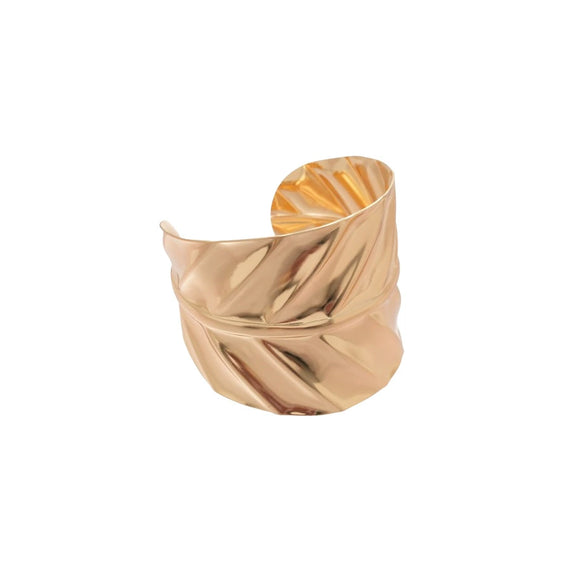 Metallic Geometric Irregular Wave Texture Open Bracelet For Women With Electroplating