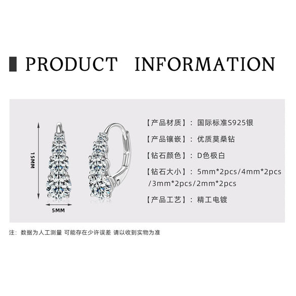 Meteor Earrings Moissanite 925 Silver Drop Shape Electroplated Women's Light Luxury Niche Allmatch