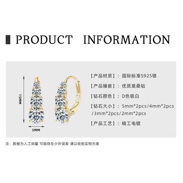 Meteor Earrings Moissanite 925 Silver Drop Shape Electroplated Women's Light Luxury Niche Allmatch
