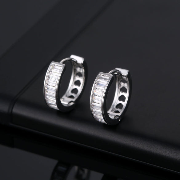 Micro Inlaid Rectangular Zircon Earrings Environmental Protection Copper Geometric Simple Fashion Ear Jewelry For Women