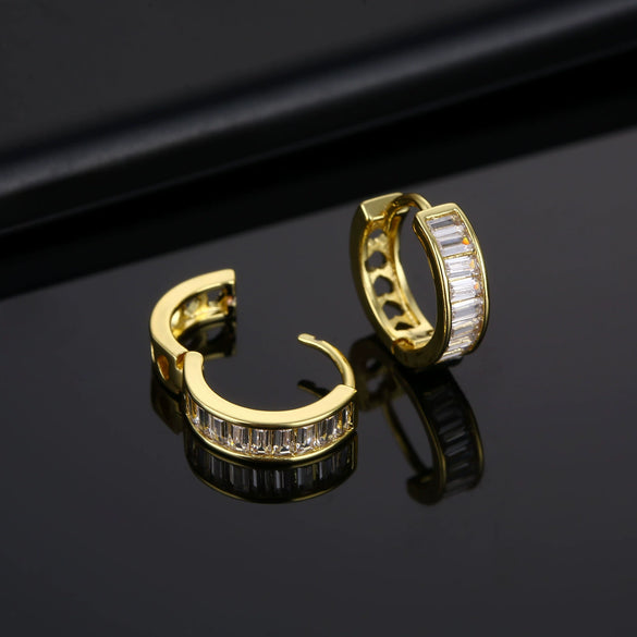 Micro Inlaid Rectangular Zircon Earrings Environmental Protection Copper Geometric Simple Fashion Ear Jewelry For Women