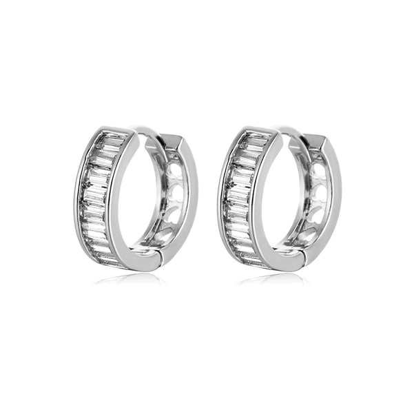 Micro Inlaid Rectangular Zircon Earrings Environmental Protection Copper Geometric Simple Fashion Ear Jewelry For Women
