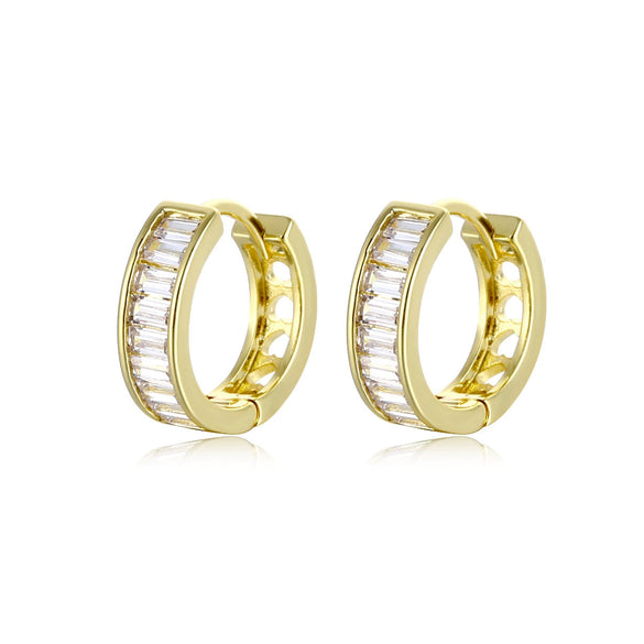 Micro Inlaid Rectangular Zircon Earrings Environmental Protection Copper Geometric Simple Fashion Ear Jewelry For Women