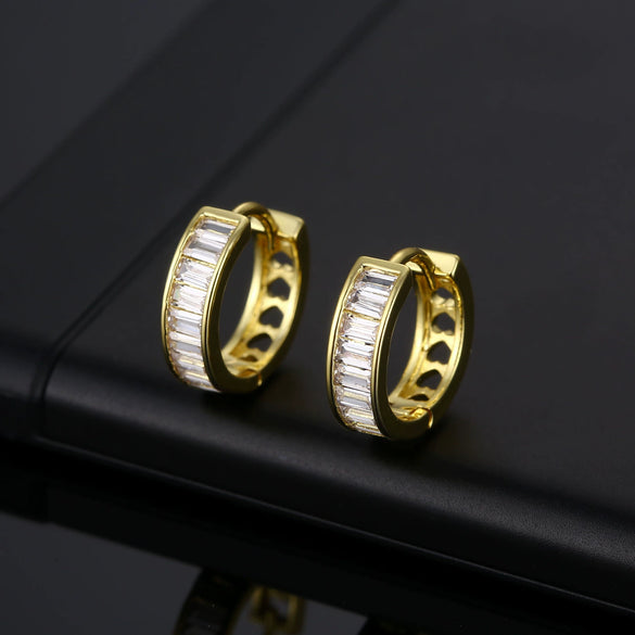 Micro Inlaid Rectangular Zircon Earrings Environmental Protection Copper Geometric Simple Fashion Ear Jewelry For Women