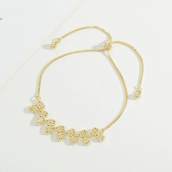 Micro Inlaid Zircon Pull Bracelet For Women Copper Real Gold Plated Geometric Style Electroplated