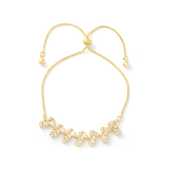 Micro Inlaid Zircon Pull Bracelet For Women Copper Real Gold Plated Geometric Style Electroplated