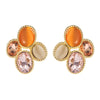 Midcentury Style S925 Silver Needle Earrings With Alloy Resin Rhinestones And Geometric Design Set With Diamonds