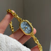 Middle Ancient Style Oval Round Dial Metal Stainless Steel Bracelet Watch For Art Students