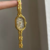Middle Ancient Style Oval Round Dial Metal Stainless Steel Bracelet Watch For Art Students