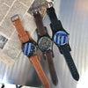 Military Watch Alloy Case Imitation Leather Strap Stainless Steel Clasp Round Dial Leisure Style