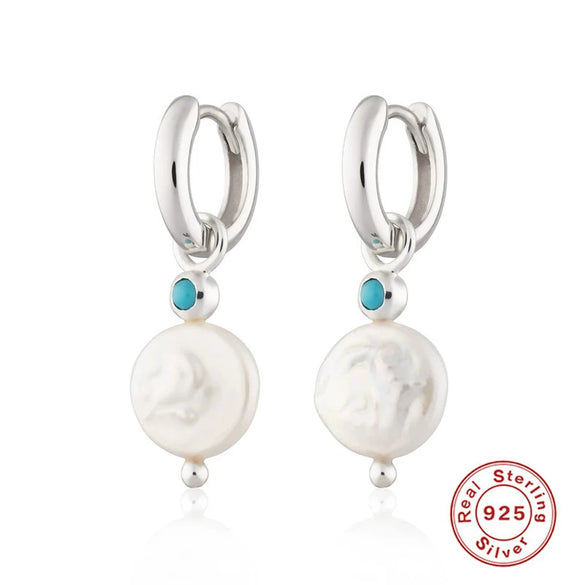 Mini Bulb S925 Sterling Silver Geometric All Match Stud Earrings For Women With Freshwater Pearl