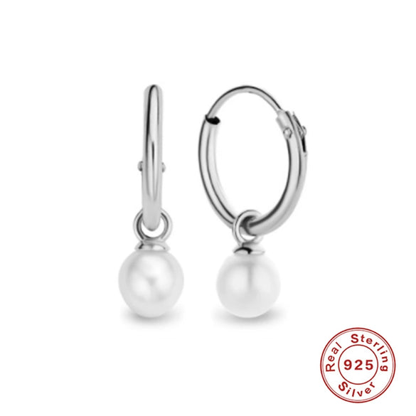 Mini Bulb S925 Sterling Silver Geometric All Match Stud Earrings For Women With Freshwater Pearl