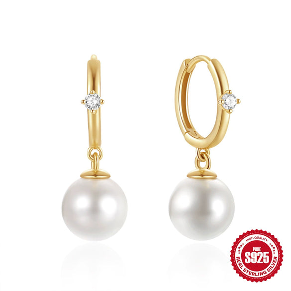 Mini Bulb S925 Sterling Silver Geometric All Match Stud Earrings For Women With Freshwater Pearl