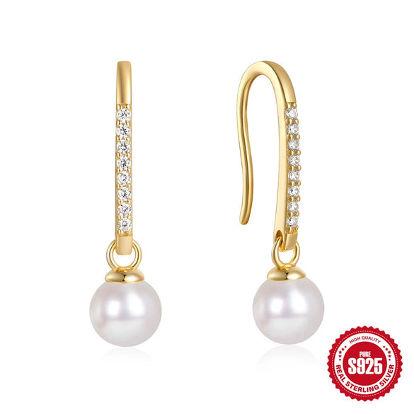Mini Bulb S925 Sterling Silver Geometric All Match Stud Earrings For Women With Freshwater Pearl