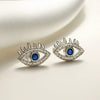 Mini Copper Real Gold Plated Zircon Geometric Devil's Eye Microinlay Earrings For Female Retro Style