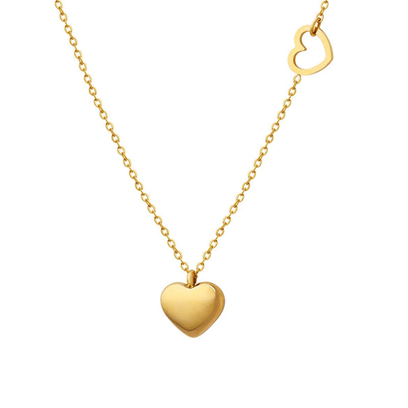 Mini Double Heart Love Necklace For Women Titanium Steel With 18K Gold Plated Electroplating All Match Clavicle Chain