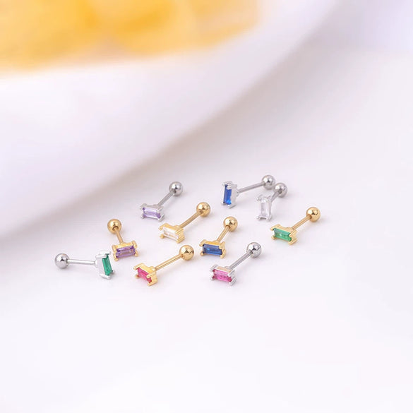 Mini Ear Bone Nail Screw Ball Sleeping Free Piercing Earrings Titanium Steel Geometric Electroplated For Women