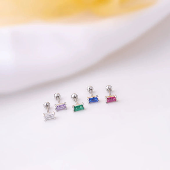 Mini Ear Bone Nail Screw Ball Sleeping Free Piercing Earrings Titanium Steel Geometric Electroplated For Women