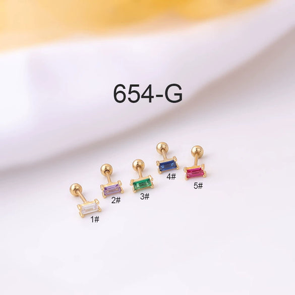 Mini Ear Bone Nail Screw Ball Sleeping Free Piercing Earrings Titanium Steel Geometric Electroplated For Women