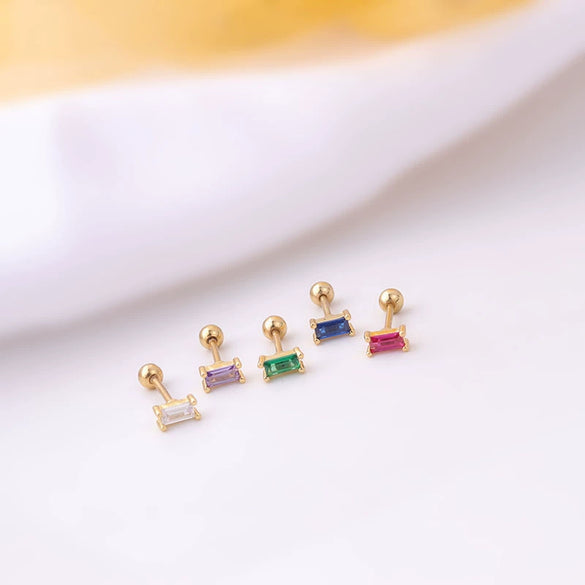 Mini Ear Bone Nail Screw Ball Sleeping Free Piercing Earrings Titanium Steel Geometric Electroplated For Women
