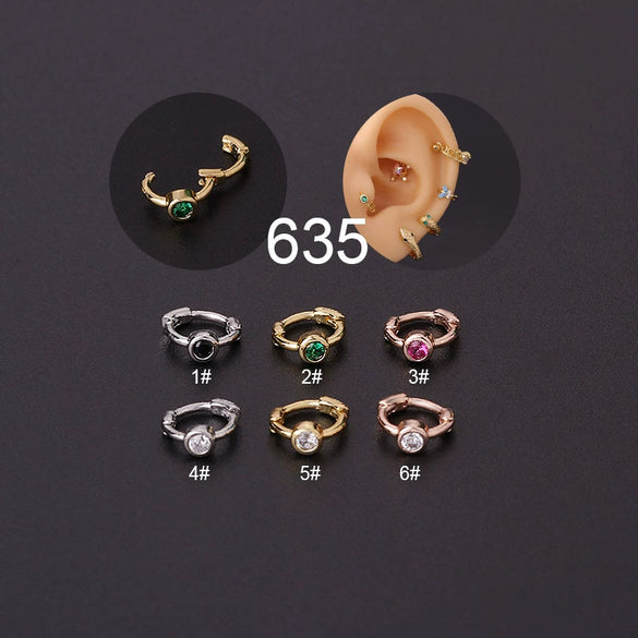 Mini Ear Buckle Single Zircon Ear Bone Ring Metal Geometric Electroplated Women's Piercing Earrings