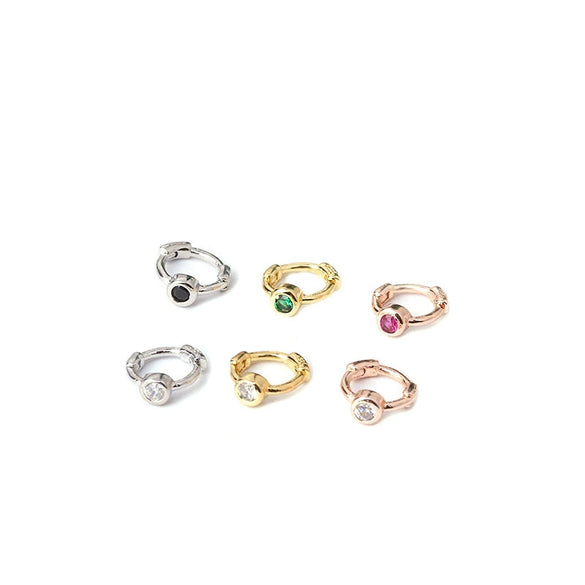 Mini Ear Buckle Single Zircon Ear Bone Ring Metal Geometric Electroplated Women's Piercing Earrings